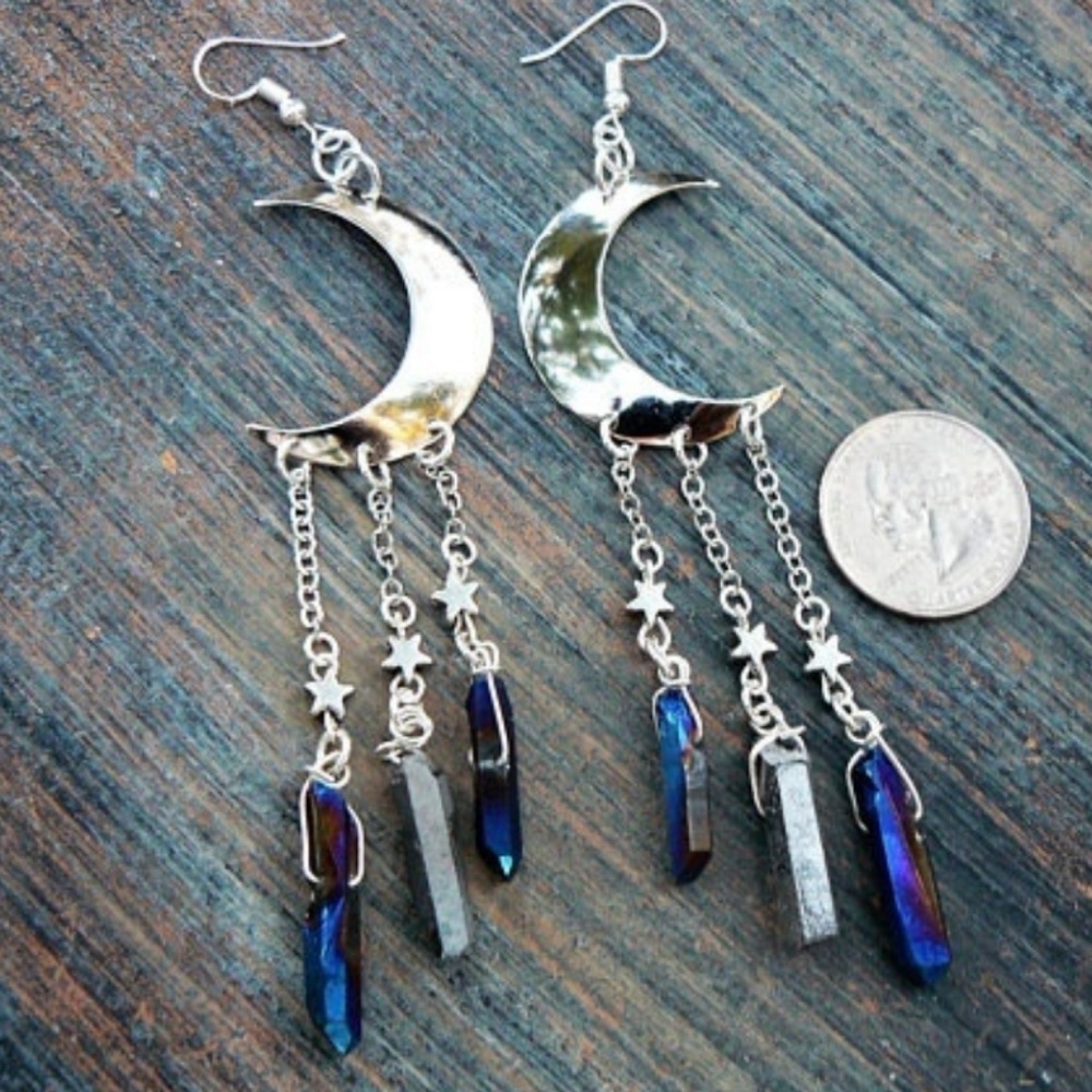 Moon Earrings Atlantis( Handmade) ๐ - Picture 5 of 8